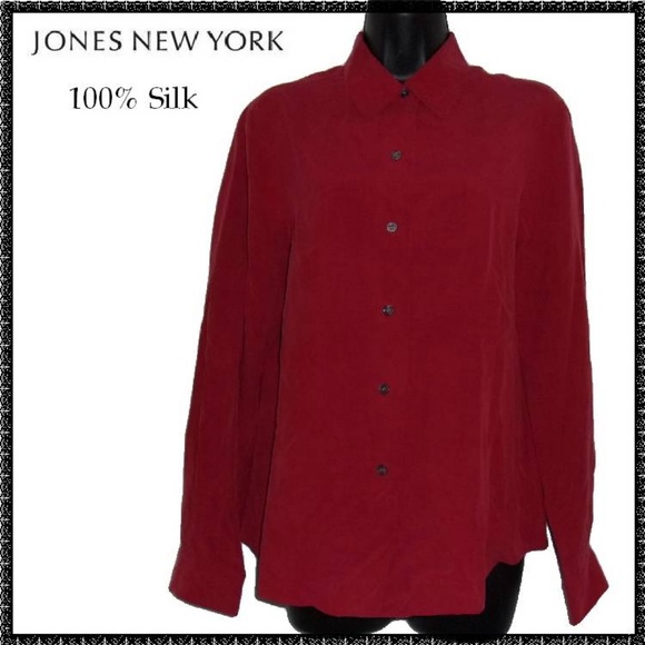 JONES NEW YORK Blouse 8 M Rust 100% SILK Career